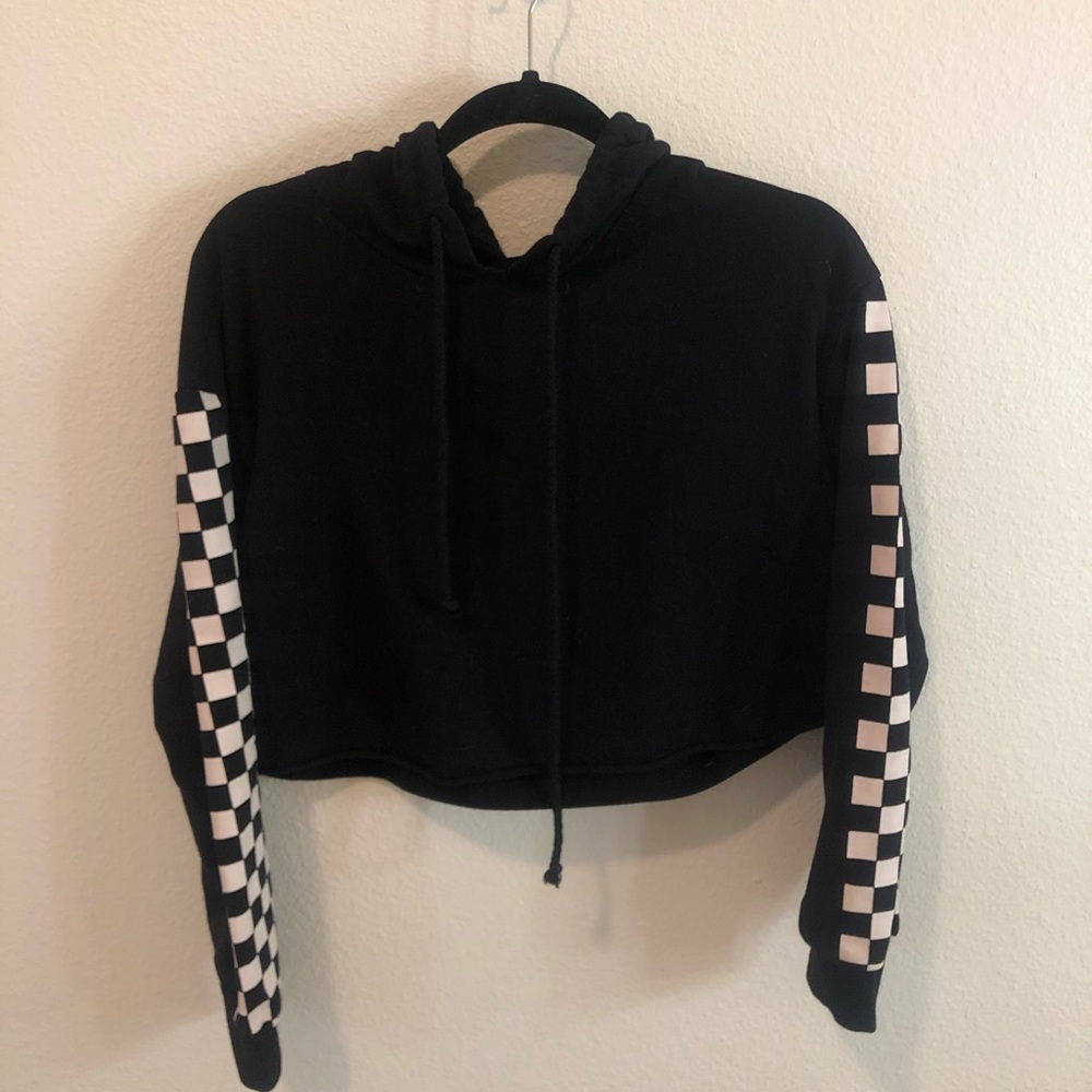 black checkered sweater